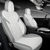 TAPHA Set di coprisedili in ecopelle per Tesla Model 3 2017-2022, traspiranti e impermeabili, include coprisedili per sedili anteriori e posteriori (bianco/grigio)