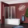 Box vasca parete sopravasca, Lunghezza 130cm e Altezza 140cm, pieghevole 3 ante