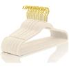 MIZGI Confezione da 50 grucce in velluto di alta qualità, resistenti, antiscivolo, sottili, in velluto, color avorio, ganci dorati, appendiabiti salvaspazio