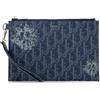 Christian Dior Pre-Owned - Clutch Denim Tears A5 Flat con motivo Oblique 2023 - Donna - Denim/pelle di vitello - Taglia unica - Blu