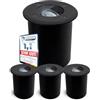 SSC-LUXon JUAVI - Set di 4 faretti da incasso a pavimento per esterni, IP67, colore nero opaco, rotondo, 230 V, utilizzabile per 1 x GU10 (venduto separatamente)