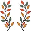 Zhengmy - 2 decorazioni da parete in metallo con foglie di albero, ramo di ulivo, decorazione artistica da parete per soggiorno, corridoio, decorazione per esterni (colori vivaci)