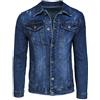 Evoga Giubbotto di jeans uomo casual denim giacca giubbino moto slim fit Jacket (IT, Testo, 3XL, Regular, Regular, Blu Scuro)