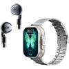 Diyeeni Smart Watch con Auricolari, Orologio Fitness Rotondo da 2 Pollici, Orologio N in 1 con Passo, Calorie, Monitor del Sonno, Monitor della Pressione Sanguigna della Frequenza