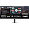 LG 34U511A Monitor UltraWide 21:9 34 IPS, WFHD (2560x1080), HDR 400, 100Hz, sRGB 99%, HDMI, DisplayPort, Uscita Cuffie, Schermo Antiriflesso, Reader Mode, Flicker Safe, Nero