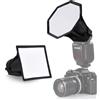 NEEWER NS5P Upgraded Flash Diffusore Speedlight Softbox Pieghevole 2 pack | 5.9/15cm Octagon, 6x5 Rectangular, per Z2 Z1 V1 Round Head Flashes, per Godox Sony Nikon Canon Flash