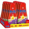 Pril Gel All In One Limone & Lime, Detersivo Lavastoviglie Liquido Multi-Azione Sporco Difficile, 10 Confezioni x 35 Lavaggi (350 lavaggi)