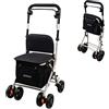 Mobiclinic®, Deambulatore pieghevole per anziani, Carrello spesa, 21 l, Modello coliseo, Marchio europeo, Con borsa della e freni, Sedile imbottito, Monoleva, Acciaio
