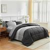 Flysheep Set di biancheria da letto a righe Ombre in una borsa, 7 pezzi, per letto matrimoniale, grigio e bianco a righe (1 piumone, 1 lenzuolo piano, 1 lenzuolo con angoli, 2 federe, 2 federe)