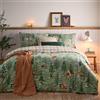furn. Lodge Wood Set Copripiumino in 100% Cotone Spazzolato, Reversibile - Biancheria Calda e Accogliente (Verde Quercia - Singolo 137 × 200 cm)
