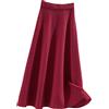 Hinewsa Gonna lunga autunnale e invernale in misto lana con gonna lunga a maglia spessa calda svasata gonne lunghe, Rosso rosato, Taglia unica