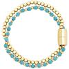 Breil, Collezione Magnetica System, Bracciale Donna Small Sea & Sky Double in Acciaio Lucido e Sfere in Pasta di Turchese, Pratica Chiusura con Magnete, Misura 19 Cm, Idea Regalo Donna