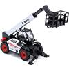 Burago Bburago BOBCAT - Manicotto telescopico pressofuso con piattaforma uomo funzionante, replica giocattolo da collezione, scala 1:50, bianco