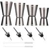 YQBFTC 4 Pezzi Graduati da Dosatore Cocktail,Misurino Cocktail in Acciaio Inox,3 cl/4 cl/5 cl/6 cl,Piccolo Jigger,Doppio Gin Tonic cl con 4 Beccucci e 2 Pennelli per Feste,Vino,Barasso,Bevande,Shaker