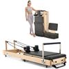 VEVOR Riformatore Pilates Pieghevole 2380 x 680 x 570 mm Macchina per Allenamento Pilates in Legno per Uso in Palestra Domestica, con Doppia Resistenza, Molle e Corda, Set Riformatore con Seduta