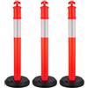 VEVOR Pali Delimitatori di Traffico, 3 Pezzi, Paletti di Sicurezza Stradale da 1140 mm con Base Riempibile e Strisce Riflettenti, Pali Delimitatori Resistenti per Cantieri Edili, Parcheggi, Rosso