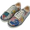 DOGO Femme Cuir Vegan Bleu Baskets - Abstract Leaves Motif