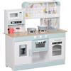 AIYAPLAY Cucina Giocattolo per Bambini 3+ Anni in Legno, Fornello Interattivo, Forno e Macchina Caffè, Bianco | Aosom Italy