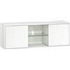 HOMCOM Mobile Porta TV fino a 55" Sospeso o a Terra, Ante Soft Close, Foro Passacavi e Ripiano in Vetro, Bianco | Aosom Italy