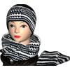 Cappello Scalda collo e Guanti Set da donna realizzati all'uncinetto a mano W34