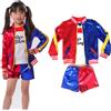 Quinn Costume Kids Girls Suicide Squad Cosplay 3Pcs Halloween Fancy Dress