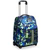 Seven Zaino Trolley, Scuola Elementare, Doppio Uso, Doppio Scomparto, Spallacci a Scomparsa, Bambino, Bluecamo Boy, verde/blu