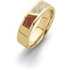 DUR Anello duetto in argento sterling 925 placcato oro con ambra e sabbia da spiaggia impreziosito di colore argento/beige/marrone, misura 56, R5999.56