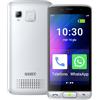 SAIET - Cellulare Smart Senior STS502 Per Anziani 4G e Bluetooth - Tasti e Lettere Grandi - Smartphone con Whatsapp e SOS - Cover in Silicone Inclusa - Bianco Perla