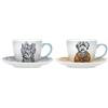 Mikasa x Tipperleyhill, Set di 2 tazze da 240 ml con piattini in porcellana fine, perfetto per il tè pomeridiano, lavabile in lavastoviglie, in confezione regalo