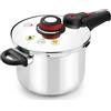MONIX Selecta | Pentola a pressione rapida da 9 Litri con Sistema di Selezione degli alimenti e Chiusura Automatica, Acciaio inox 18/10, Argento