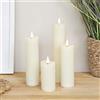 Lights4fun Set di 4 Candele Fine TruGlow® in Cera Avorio con LED Bianchi Caldi a Pile per Arredo Interni