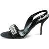 Gina - Sandali con decorazione - Donna - pelle/raso/pelle - 4 - Nero