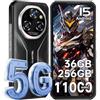OUKITEL WP55 Android 15 Rugged Smartphone 5G, 36GB+256GB/2TB Telefono Indistruttibile, 11000mAh(33W) Cellulare Antiurto, 6.6" FHD+ 120Hz, 108MP+32MP+8MP Camera, 5G Dual SIM//IP68/69K/OTG/NFC/Face ID