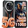 OUKITEL WP55 Android 15 Rugged Smartphone 5G, 36GB+256GB/2TB Telefono Indistruttibile, 11000mAh(33W) Cellulare Antiurto, 6.6" FHD+ 120Hz, 108MP+32MP+8MP Camera, 5G Dual SIM//IP68/69K/OTG/NFC/Face ID