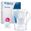 BRITA Caraffa filtrante Marella bianca (2.4L) incl. 6 x filtri MAXTRA PRO All-in-1 che riduce cloro, calcare e PFAS - Adatta al frigo, Memo digitale e riempimento comodo - in confezione sostenibile