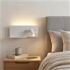 Alpinaluz Applique da Parete LED Bianco con Faretto Destro Orientabile per Camera da Letto Testiera, Luce Ambientale 2700K, Ricarica USB-C + USB-A, Mensola Metallica e Interruttori Indipendenti