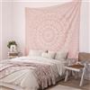 Craft Trade Mandala Rosa Arazzo Telo da Parete Indiano Arazzi Appeso al Muro Boho Tapestry per Della Casa Soggiorno e Camera da Letto- 213 x 228 cm