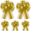 YAWYO 5 Fiocchi Grandi da Tirare, 15 cm, Nastro per Auto da Matrimonio, Fiocchi Dorati per Cestini Regalo, Nastro per Matrimonio, Scatole Regalo con Fiori per Auto