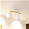 Aulaiyi Faretti da soffitto, Plafoniera a LED 2 luci Plafoniera per interni con attacco E14, Plafoniera Plafoniere con base rettangolare in legno, plafoniera a LED girevole a 350°, bianco (senza lampadina)