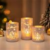 Glasseam Portacandele A Uragano di Natale: Set di 3 Portacandele in Vetro per Candele A Colonna Portacandele A Cilindro Portacandele Votive d'Argento Vaso Portacandele per La Decorazione della Casa