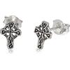 NKlaus Coppia di orecchini a croce celtica in argento 925 ossidato 9x6mm Orecchini gotici 12889