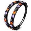 OUFER Body Piercing Nose Rings, 316L Surgical Steel 20G Double Hoop Nose Rings Black Orange Purple CZ, Hinged Segment Clicker Helix Cartilage Conch Rook Daith Piercing Jewelry 6/7/8MM Halloween