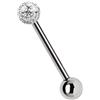 Modern Nature Piercing-Schmuck Titan Piercing per lingua Asta in 1,6 mm di spessore a scelta di 12 - 20 mm lunghezza con resina epossidica sfera in vetro trasparente, colore: trasparente, cod. E-ST15-41