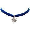 Heimatflüstern Girocollo in Velluto con Ciondolo Stella Alpina Strass Piccolo, Catena di gozzo Elastico e Aderente da Donna, Gioielli Tradizionali per l`Oktoberfest (Blu)