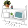 BAKAJI Mensola da Parete 2 Ripiani in Legno e Metallo Design Moderno con Asta Removibile e Ganci Scaffale Multiuso Portasciugamano Porta Rotolone Bagno Cucina 43 x 12 x 24,5 cm Bianco