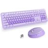 SbocKeeb Tastiera e Mouse Senza fili,Americana QWERTY Cute Tastiera Wireless con Tastierino Numerico,2.4 GHz Retro Macchina Da Scrivere Full-size with Tasti Rotondi(Gradient Purple)