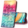 MRSTER Moto G8 Power Lite Custodia, 3D Moda Custodia Flip Premium Protettiva Portafoglio PU Pelle Phone Case Cover per Motorola Moto G8 Power Lite. YB Sea
