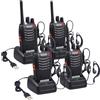 Proster 4pz Walkie Talkie Ricaricabile 446MHz Ricetrasmittenti Portatile 16 Canali Walky Talky Professionale Radio con Auricolari e USB Caricabatterie per Sopravvivenza Campeggio Hiking