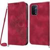 Netany Cover per OPPO A74 5G / A93 5G / A54 5G con Cordino, Flip Portafoglio Magnetica Custodia in Pelle, [2 Porta Carte][Chiusura Magnetica],Custodia Libro Antiurto Cover con Laccio (Rosso)