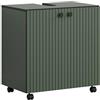trendteam smart living - PureBliss - Mobile sottolavabo su ruote - Verde - Lavabo con ripiano - 60 x 64 x 42 cm (L x A x P) - Mobile bagno con effetto scanalato - Elegante manico in metallo
